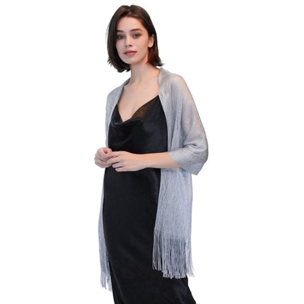 Sparkly Shawls and Wraps with Buckle Silver Grey - Picture 3 of 6